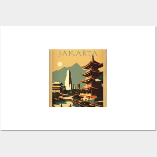 Jakarta Vintage Travel Art Poster Posters and Art